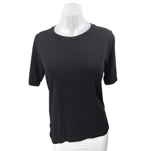 Oak + Fort Women's Black Knit Short Sleeve Crew Neck Tee T-Shirt Top Size S